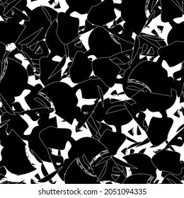 Seamless black and white abstract pattern. Grunge background monochrome repeating