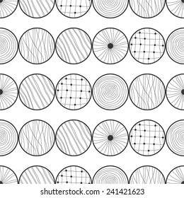 Seamless black and white abstract pattern of circles 