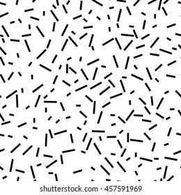 Seamless black, white abstract pattern. Memphis style, 80th. Decorative background