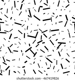 Seamless black, white abstract pattern. Memphis style, 80th. Decorative background