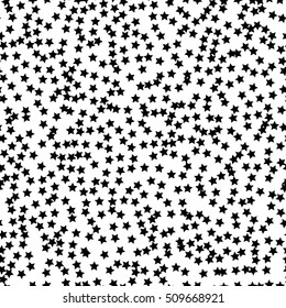 Seamless black, white abstract pattern with stars. Memphis style, 80th.