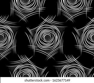 Seamless black and white abstract rose flower pattern