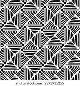 Seamless black and white abstract texture of repeating patterns