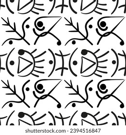 Seamless black and white abstract texture of repeating patterns