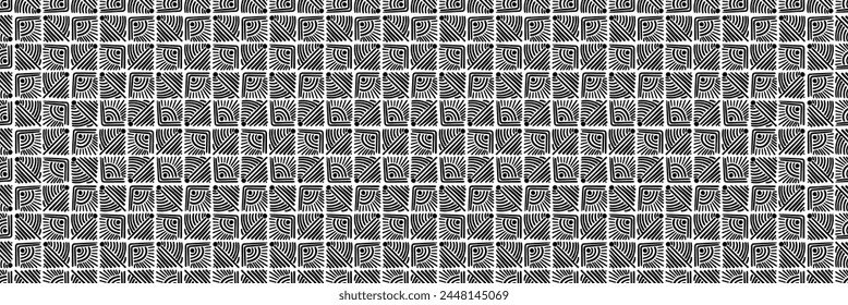 Seamless black and white abstract texture of repeating patterns
