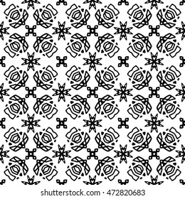 Seamless black and white abstract texture. Endless pattern with lines. Monochrome template for prints, textiles, wrapping, wallpaper, website, blog etc. Vector illustration. 