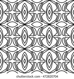 Seamless black and white abstract texture. Endless pattern with lines. Monochrome template for prints, textiles, wrapping, wallpaper, website, blog etc. Vector illustration. 