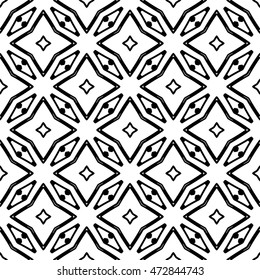 Seamless black and white abstract texture. Endless pattern with lines. Monochrome template for prints, textiles, wrapping, wallpaper, website, blog etc. Vector illustration. 