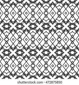 Seamless black and white abstract texture. Endless pattern with lines. Monochrome template for prints, textiles, wrapping, wallpaper, website, blog etc. Vector illustration. 