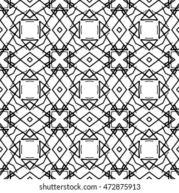 Seamless black and white abstract texture. Endless pattern with lines. Monochrome template for prints, textiles, wrapping, wallpaper, website, blog etc. Vector illustration. 