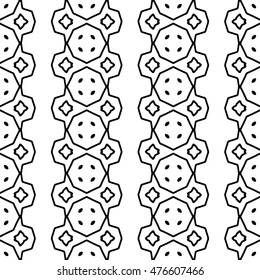 Seamless black and white abstract texture. Endless pattern with lines. Monochrome template for prints, textiles, wrapping, wallpaper, website, blog etc. Vector illustration. 