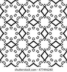 Seamless black and white abstract texture. Endless pattern with lines. Monochrome template for prints, textiles, wrapping, wallpaper, website, blog etc. Vector illustration. 