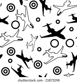 seamless black & white airplane background