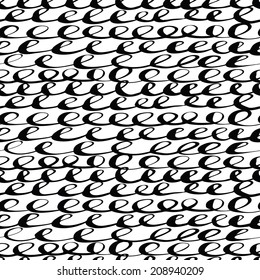Seamless black and white artistic expression curly vector pattern