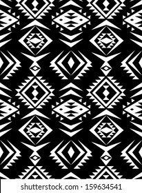 seamless black and white aztec print pattern background