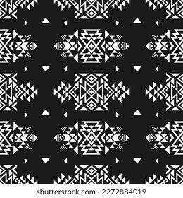 Seamless black and white aztec print pattern background. Vector illustration