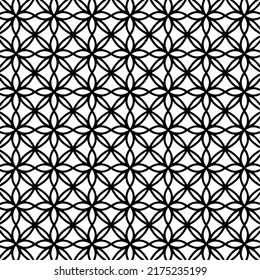 Seamless black and white background with floral ornaments. Vector illustration