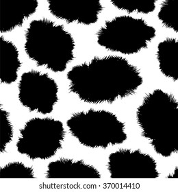 Seamless Black And White Background As A Fluffy Skin Of A Cow