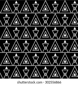 Seamless black and white background with geometric patterns