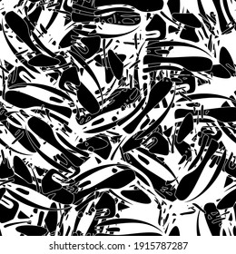 Seamless black and white background. Grunge texture monochrome
