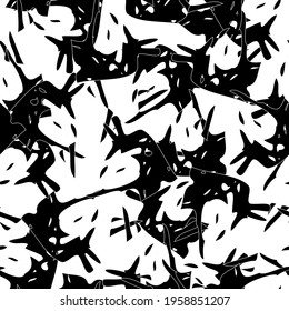 Seamless black and white background. Grunge texture monochrome