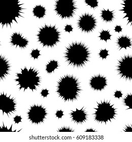 Seamless black and white background. Black squirt. The black spots. vector illustration background