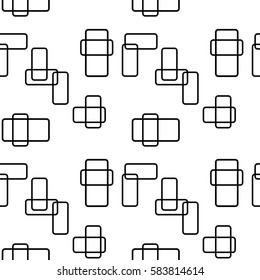 Seamless black and white background for your designs. Modern vector ornament. Geometric abstract pattern