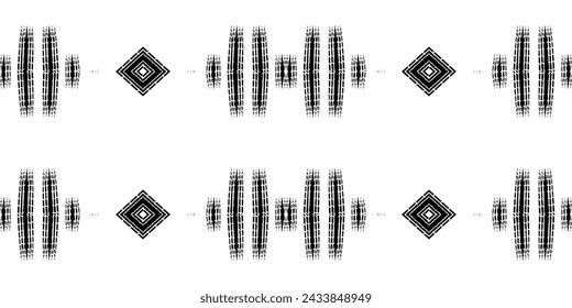 Patrón de arte de línea de dayak borneo étnico batik blanco y negro sin costuras para el fondo estético o la ropa textil