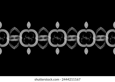 Seamless Black and white batik ethnic dayak borneo line art pattern for aesthetic background or garment textile