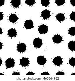 Seamless black and white blank pattern. Splash vector seamless texture.
