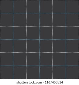 Seamless black white and blue textile plaid check tattersall pattern vector