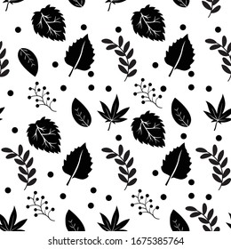 Seamless Black and White botanical pattern
