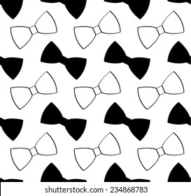 Seamless black and white bow tie pattern abstract