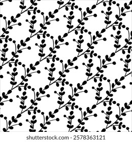 Seamless black and white branches leaves Vector Image