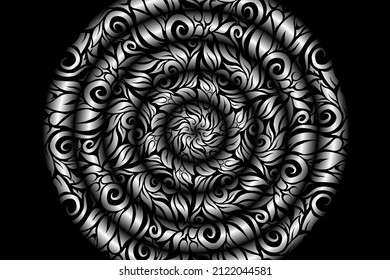 sin costura Flor de gradiente de caleidoscopio blanco y negro patrón de arte tradicional indonesio tenun batik étnico dayak ornamento para anuncios de papel pintado pegatina de fondo o ropa