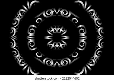 seamless Black and white caleidoscope gradient flower art pattern of indonesian traditional tenun batik ethnic dayak ornament for wallpaper ads background sticker or clothing