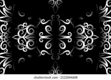 sin costura Flor de gradiente de caleidoscopio blanco y negro patrón de arte tradicional indonesio tenun batik étnico dayak ornamento para anuncios de papel pintado pegatina de fondo o ropa