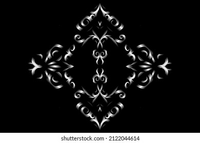 sin costura Flor de gradiente de caleidoscopio blanco y negro patrón de arte tradicional indonesio tenun batik étnico dayak ornamento para anuncios de papel pintado pegatina de fondo o ropa