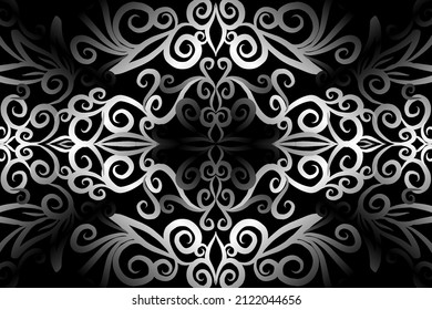 seamless Black and white caleidoscope gradient flower art pattern of indonesian traditional tenun batik ethnic dayak ornament for wallpaper ads background sticker or clothing