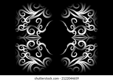 seamless Black and white caleidoscope gradient flower art pattern of indonesian traditional tenun batik ethnic dayak ornament for wallpaper ads background sticker or clothing