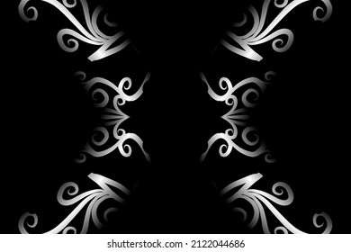 seamless Black and white caleidoscope gradient flower art pattern of indonesian traditional tenun batik ethnic dayak ornament for wallpaper ads background sticker or clothing