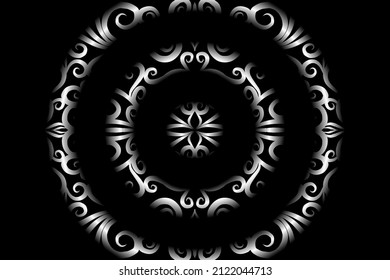 seamless Black and white caleidoscope gradient flower art pattern of indonesian traditional tenun batik ethnic dayak ornament for wallpaper ads background sticker or clothing