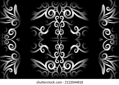 seamless Black and white caleidoscope gradient flower art pattern of indonesian traditional tenun batik ethnic dayak ornament for wallpaper ads background sticker or clothing