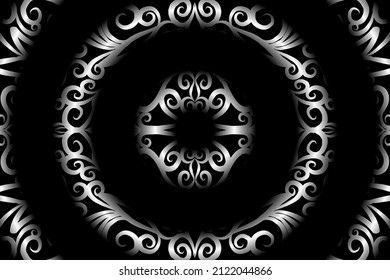 seamless Black and white caleidoscope gradient flower art pattern of indonesian traditional tenun batik ethnic dayak ornament for wallpaper ads background sticker or clothing