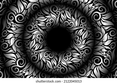 seamless Black and white caleidoscope gradient flower art pattern of indonesian traditional tenun batik ethnic dayak ornament for wallpaper ads background sticker or clothing
