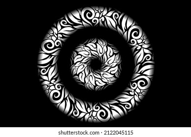seamless Black and white caleidoscope gradient flower art pattern of indonesian traditional tenun batik ethnic dayak ornament for wallpaper ads background sticker or clothing