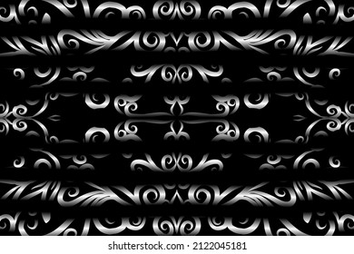 seamless Black and white caleidoscope gradient flower art pattern of indonesian traditional tenun batik ethnic dayak ornament for wallpaper ads background sticker or clothing