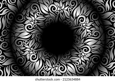 seamless Black and white caleidoscope gradient flower art pattern of indonesian traditional tenun batik ethnic dayak ornament for wallpaper ads background sticker or clothing