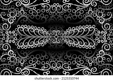 seamless Black and white caleidoscope gradient flower art pattern of indonesian traditional tenun batik ethnic dayak ornament for wallpaper ads background sticker or clothing