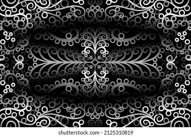 seamless Black and white caleidoscope gradient flower art pattern of indonesian traditional tenun batik ethnic dayak ornament for wallpaper ads background sticker or clothing